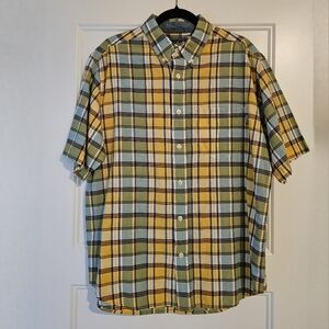 Woolrich Men's Plaid Short Sleeve Button Down Shirt with Left Chest Pocket sz lg
